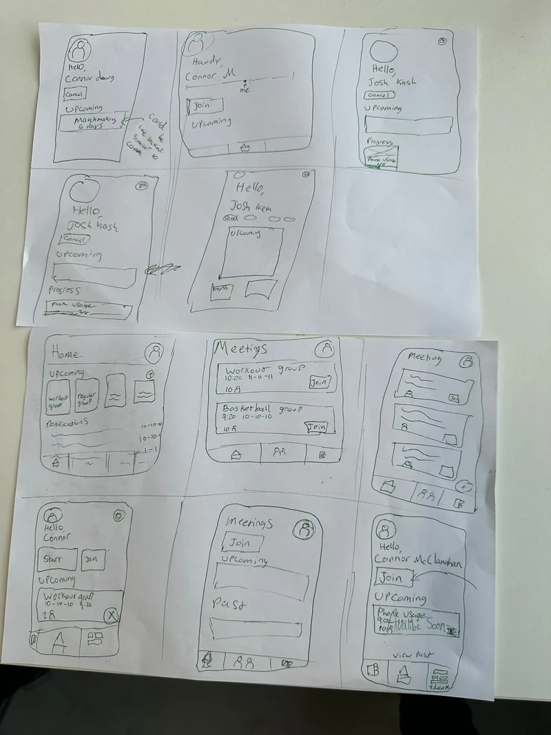 FitPhone low-fidelity sketches