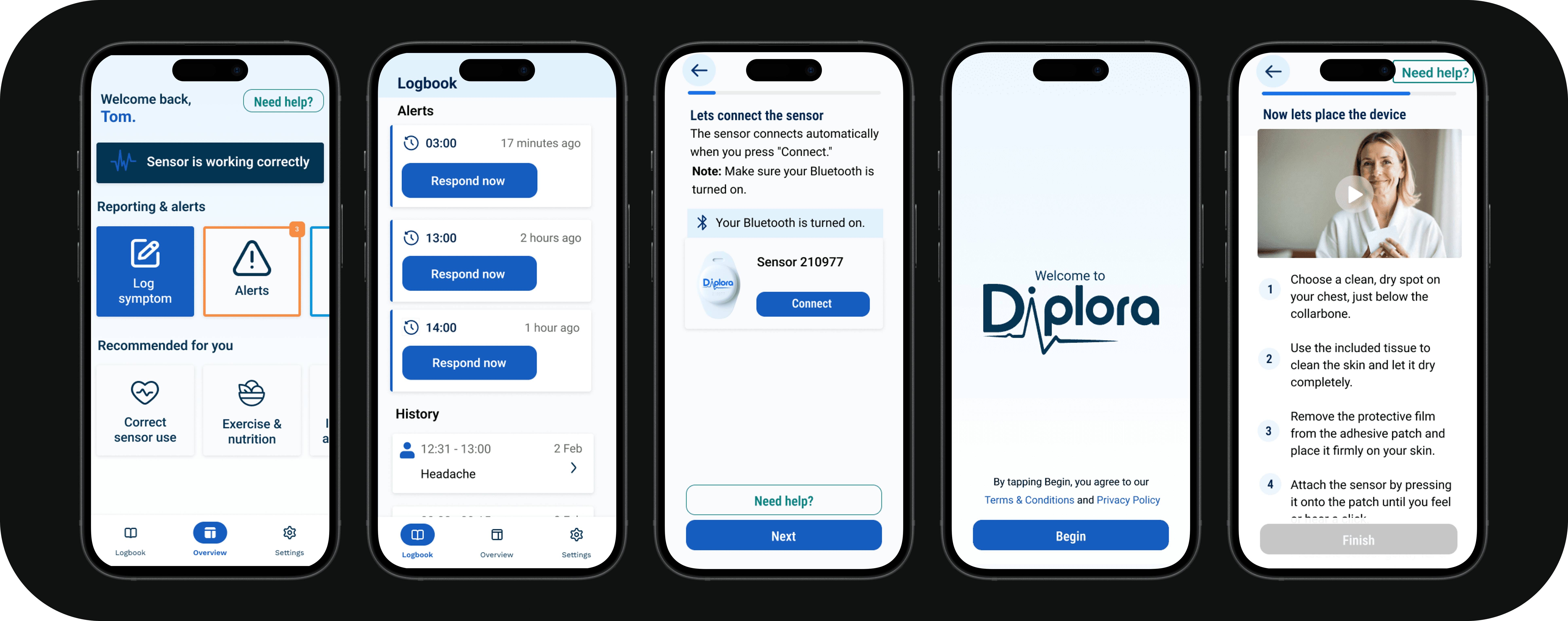 Diplora key screens