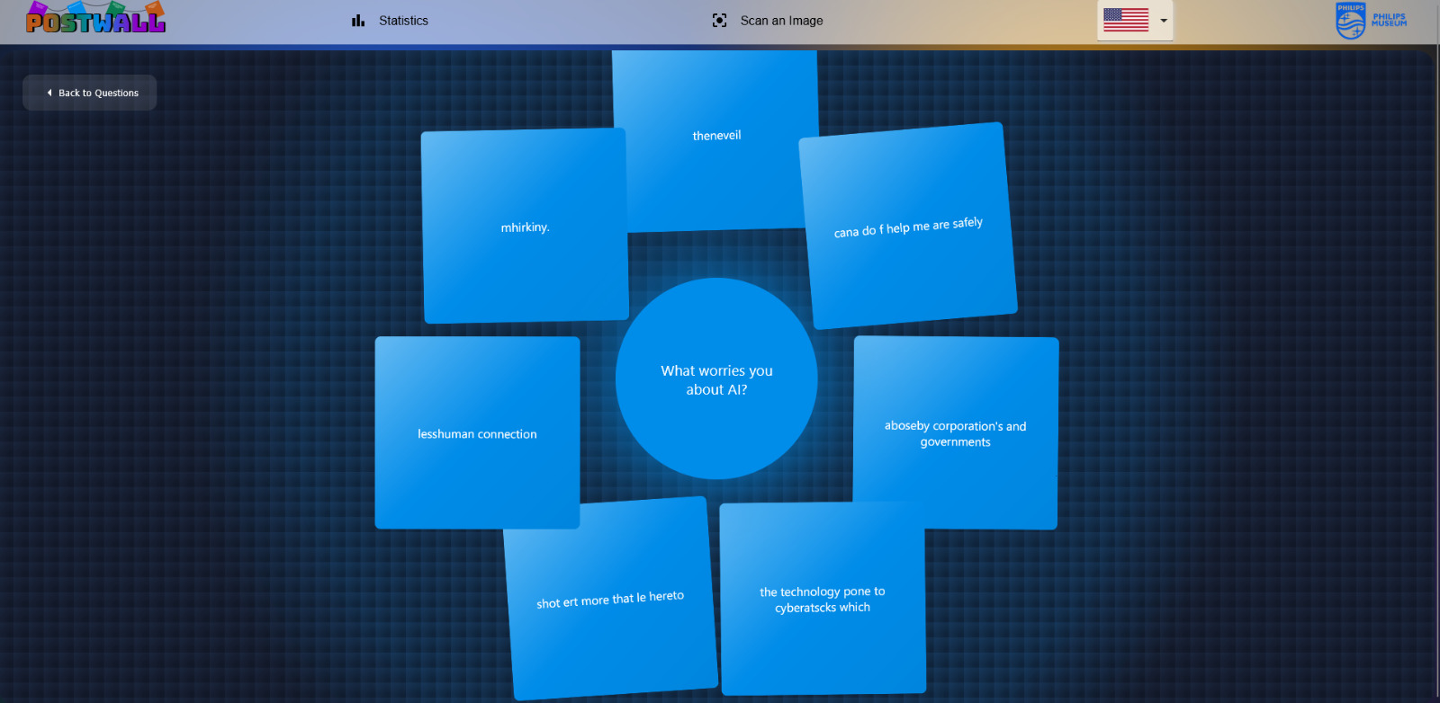 Prototype screen showing grouped visitor responses